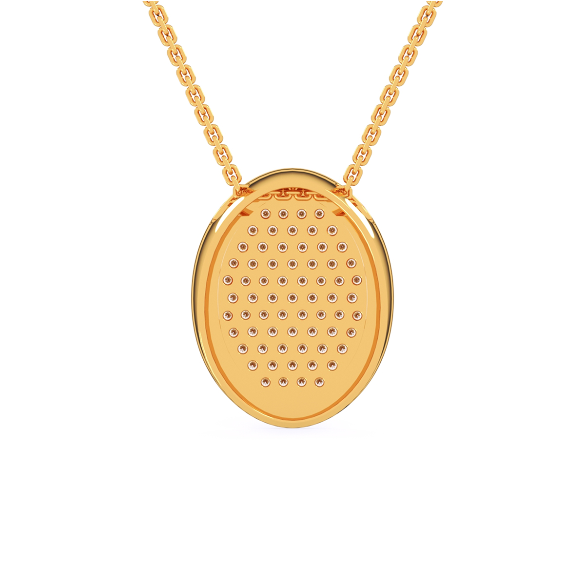 Stylish Oval Shaped Pave Diamond Necklace